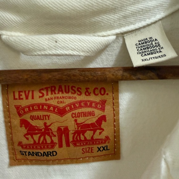 Levi's Men's White Denim Jacket Excellent Condition Size XXL Vintage Y2K Red Tab - Picture 5 of 15